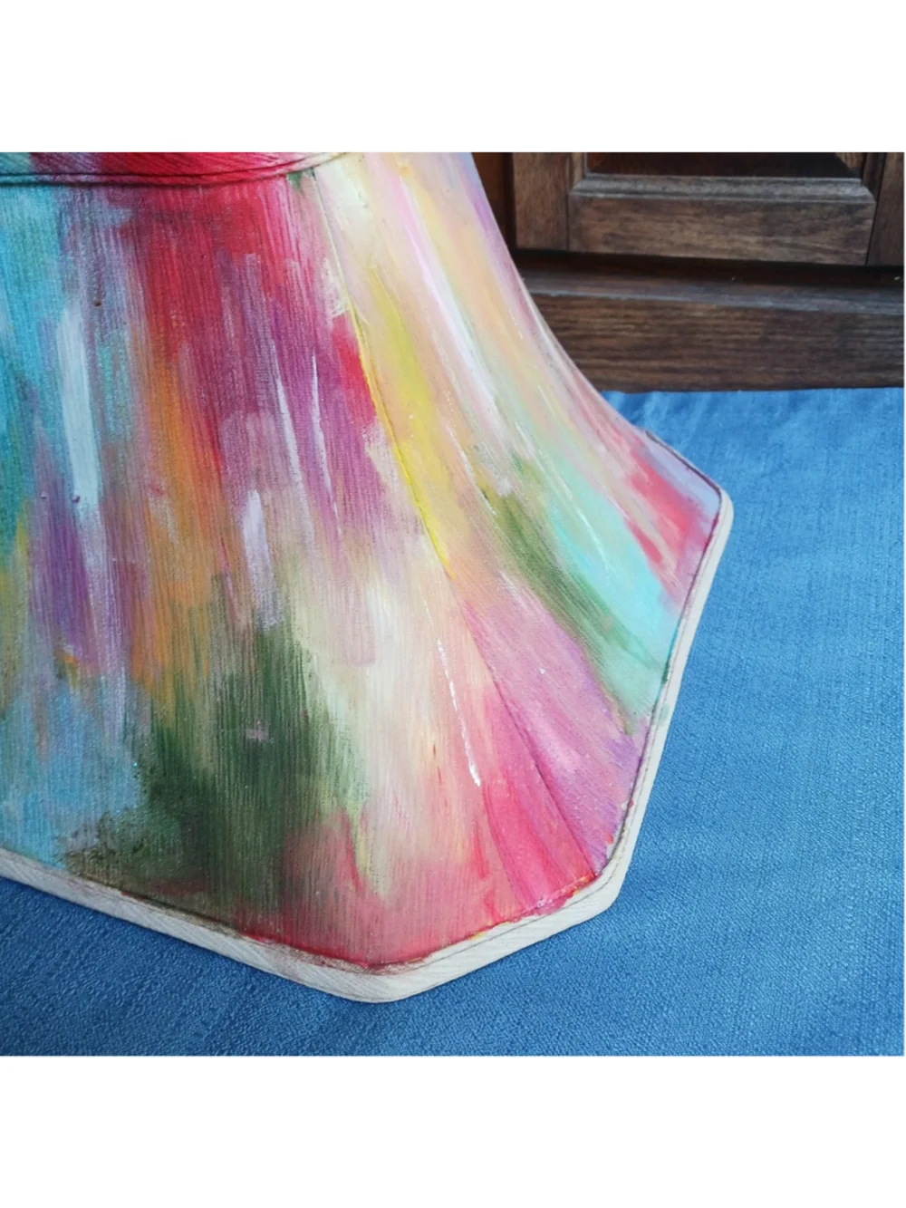 Whimsical Art Hand-painted Colorful tie-dye Square Lamp Shade 15 X 15 X 10 90s